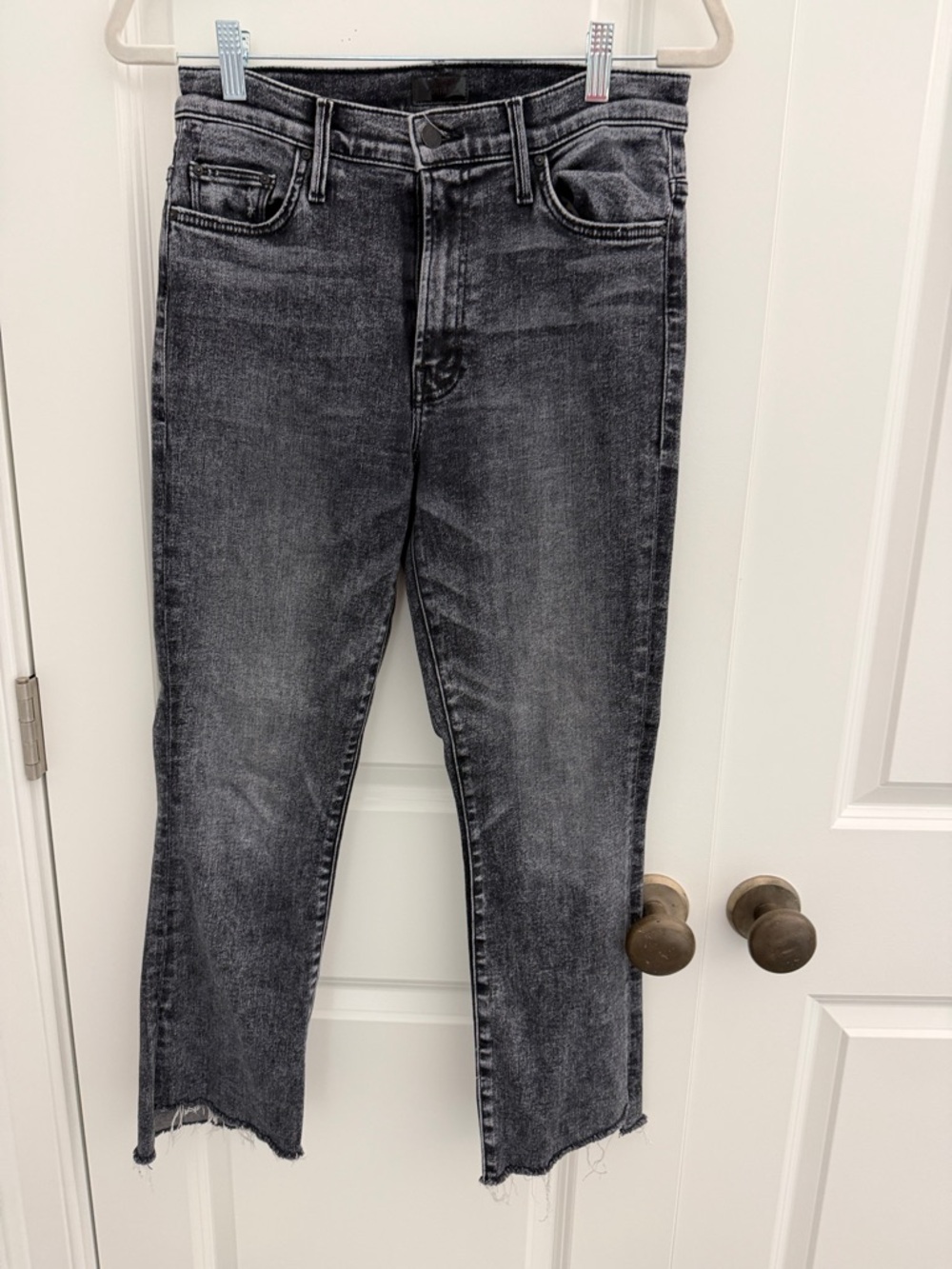 MOTHER Straight Leg Jeans in Washed Black